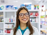 Closeup of pharmacy technician