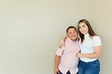 Hugging mother and son