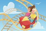 Illustration of two kids on a roller coaster