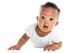 Newborn baby crawling