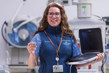 Dr Vinograd with a portable ultrasound