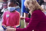Jill Biden with a little girl at Karabots Jill Biden with a little girl at Karabots