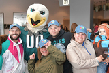 Group photo with Eagles mascot, Swoop Group photo with Eagles mascot, Swoop