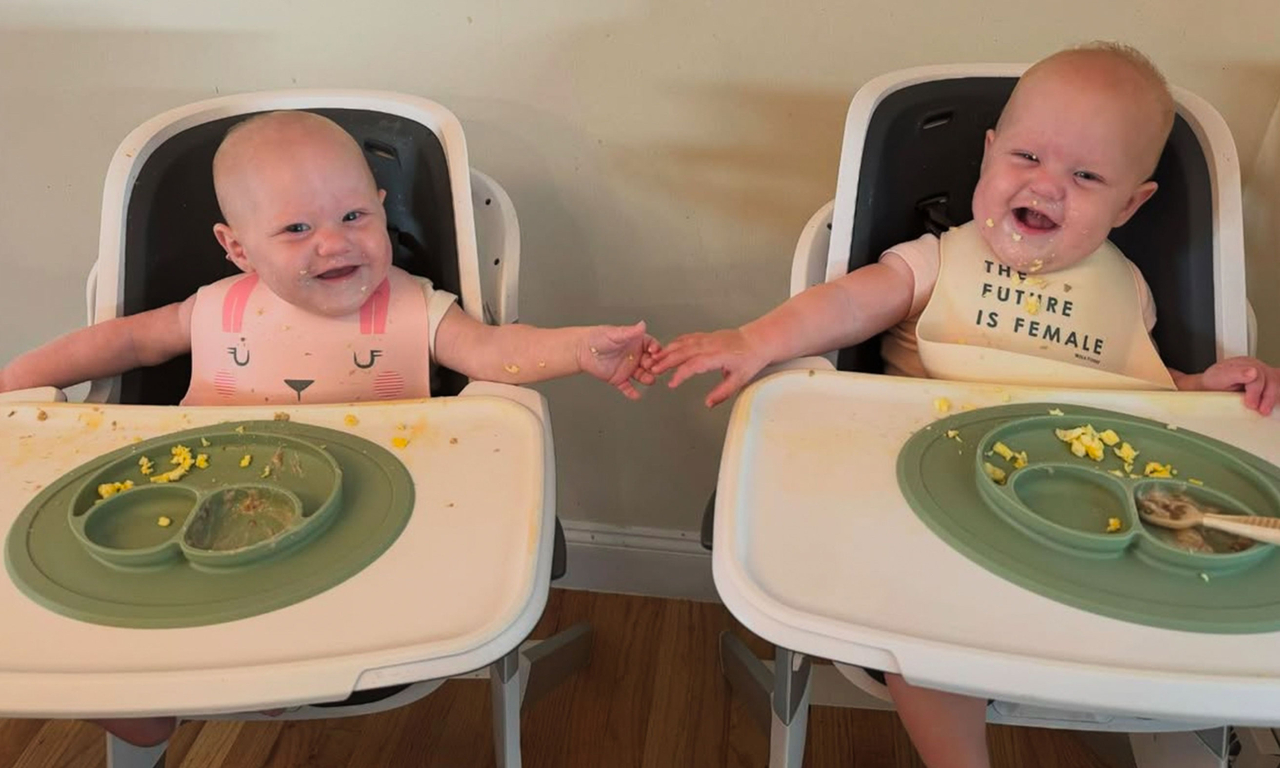 bridgette and grace in high chairs