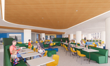 Computer rendering of the cafeteria within the new inpatient tower