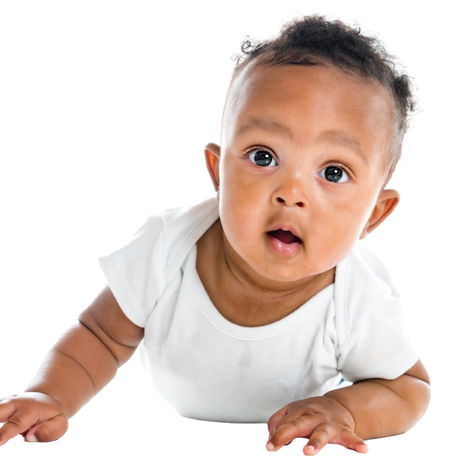 Newborn baby crawling