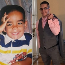 Luis side by side image from when he was young to now