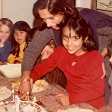 Naryam Naim as a child at her birthday party