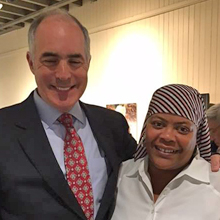 Sen. Bob Casey with Charmane Braxton