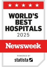 Badge reflecting recognition as a World's Best Hospital by Newsweek