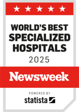 Badge reflecting recognition as a World's Best Specialized Hospital by Newsweek