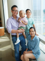 family near window