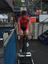 Arnav on a stationary bike