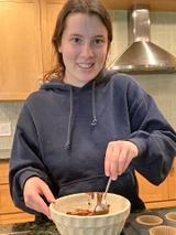 Anna baking in the kitchen