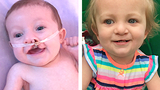 Sophia as an infant and now a toddler