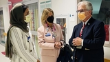 Three people talking with mask on Three people talking with mask on