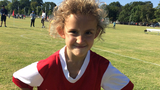 Cora on a soccer field