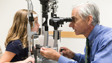 Hannah getting her eyes examined