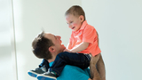 James with his dad playing