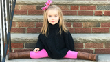 Lena doing a split on the outside steps