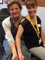 Mary Pipan, MD, Trisomy 21 Program Co-Director, and Tricia Wilson, RN, nurse