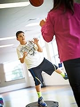 Physical therapist doing drills