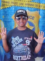 Layden on his ninth birthday