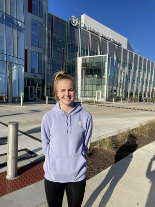 Riley in front of CHOP