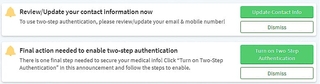 Send code to verify | Update contact info