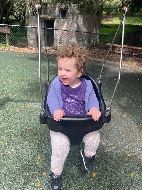 Juna is swinging.
