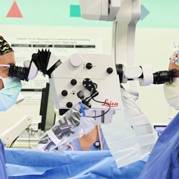Christopher J. Long, MD and Maya Chandru, MD PhD, from CHOP’s Division of Urology perform a hypospadias repair through a microscope.