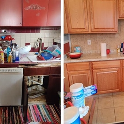 Before and after images of kitchen cabinet repair by CAPP+ Home Repair Before and after images of kitchen cabinet repair by CAPP+ Home Repair