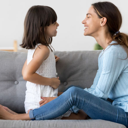 Talking with your child Mother and daughter talking