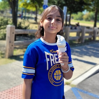 Rahemeen outside with an ice cream cone