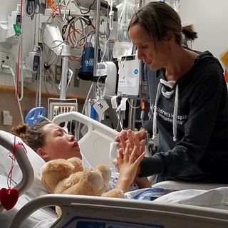 Bryn and her mother in the hospital