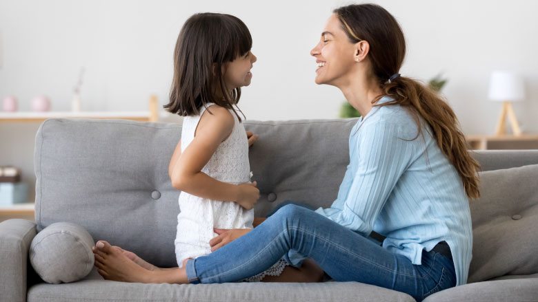 Mother and daughter talking