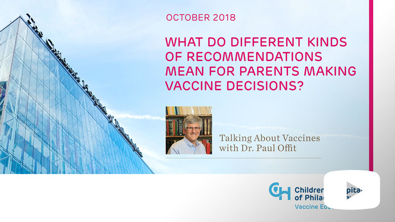 October 2018 – What do different kinds of recommendations mean for parents making vaccine decisions? October 2018 – What do different kinds of recommendations mean for parents making vaccine decisions?