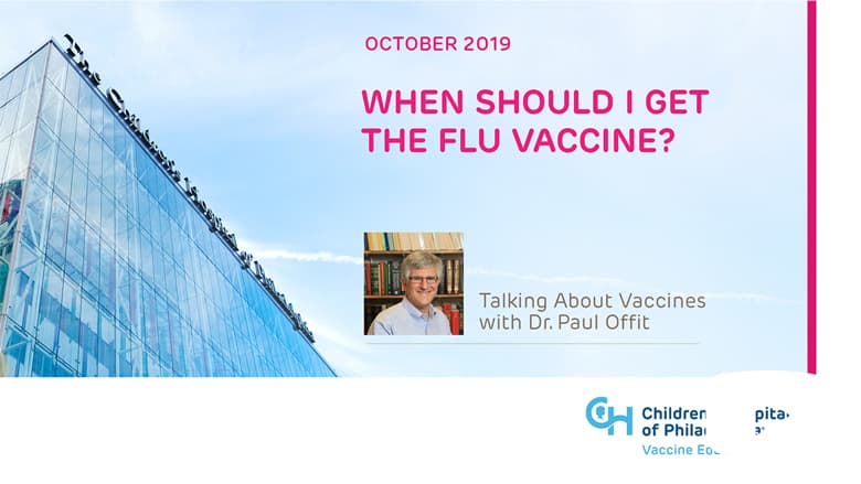 October 2019 - When Should I Get the Flu Vaccine